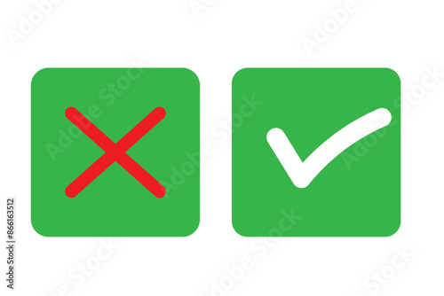 Green check box and Cross box Vector