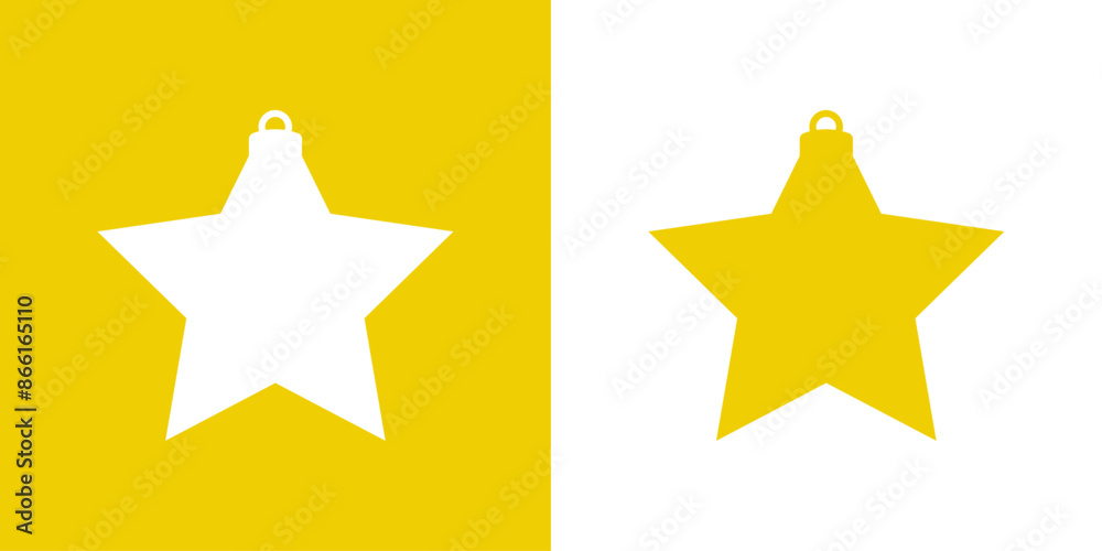 Tiempo de Navidad. Logo con silueta de estrella para colgar como bola de navidad para tarjetas y felicitaciones Tiempo de Navidad. Logo con silueta de estrella para colgar como bola de navidad para tarjetas y felicitaciones