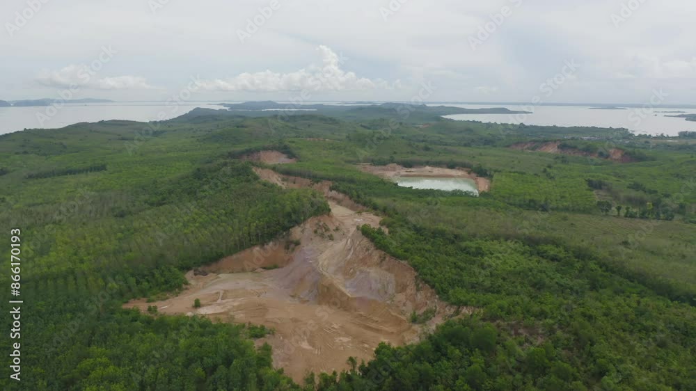 Aerial top view of ground in the land with sand in factory industry for construction site. Arid pattern texture background. Bulldozer tractor Aerial top view of ground in the land with sand in factory industry for construction site. Arid pattern texture background. Bulldozer tractor