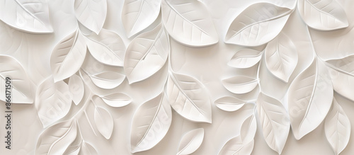white texture background with leaves pattern