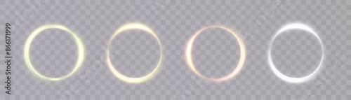 Glowing round frame of bright flowers on a transparent background. Vector