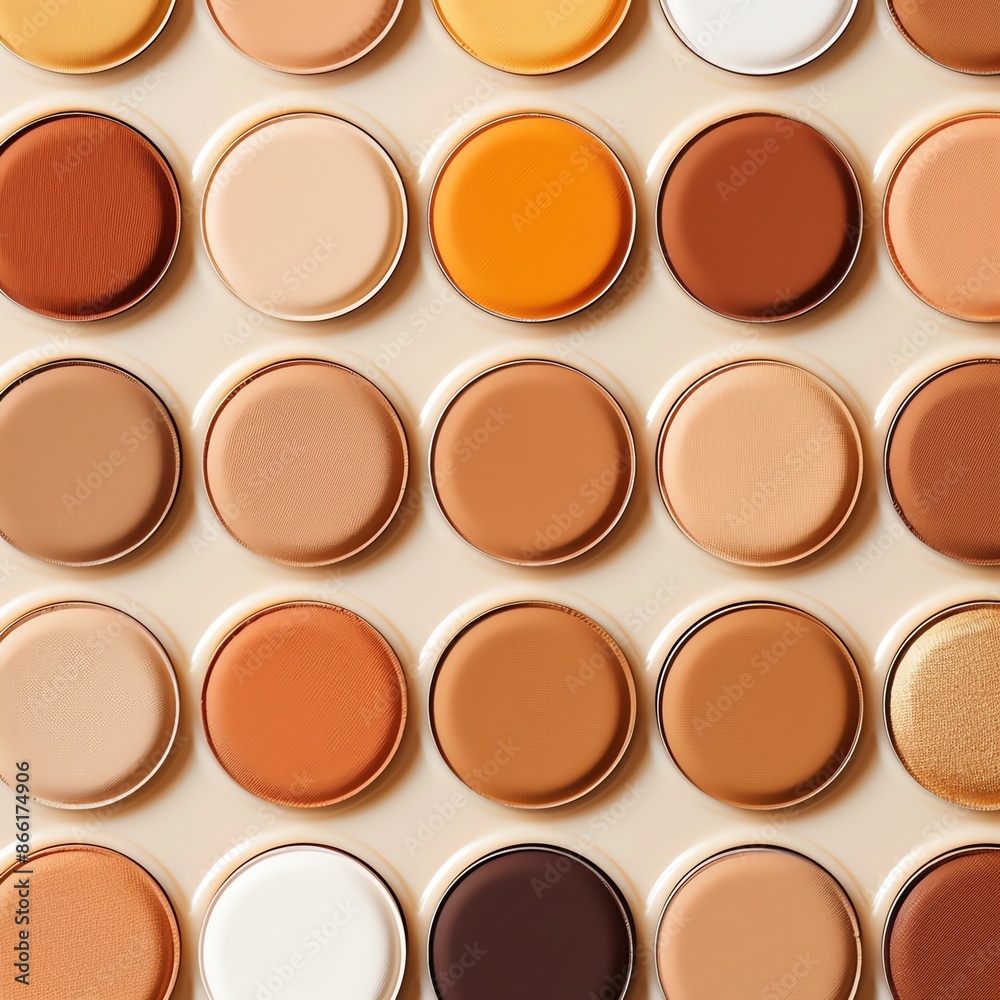 Detailed shot of a contour palette with various shades, [contour palette], [sculpting makeup]