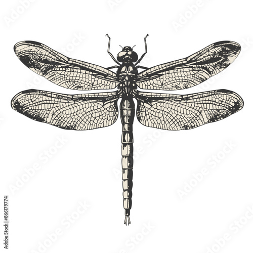 Dragonfly vintage engraved illustration 