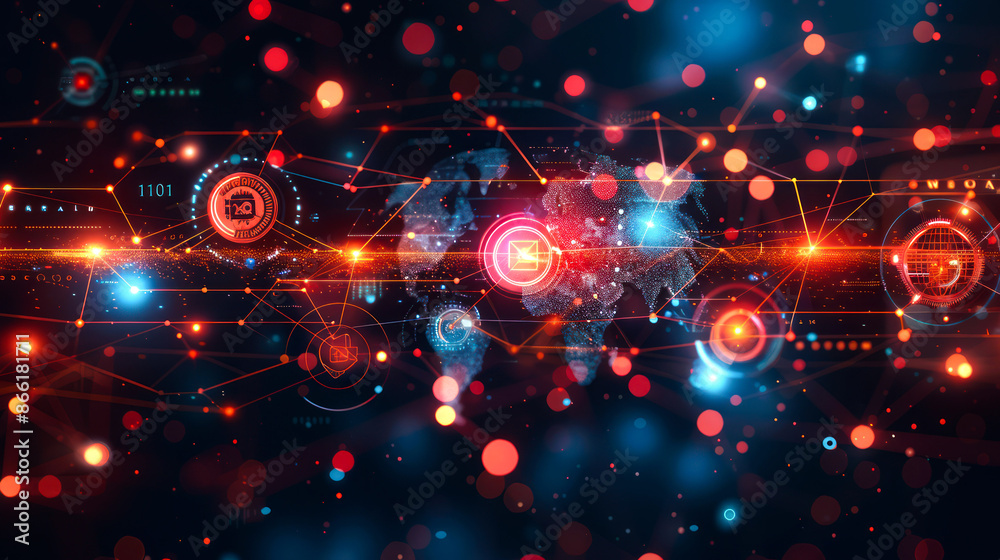 Obraz premium illustration interconnection of digital network