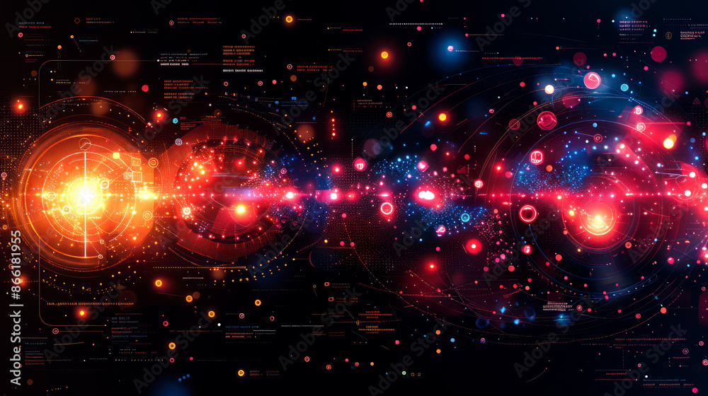 Obraz premium illustration interconnection of digital network