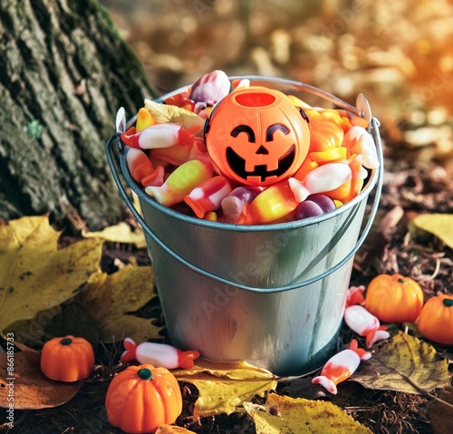 halloween candy in a bucket