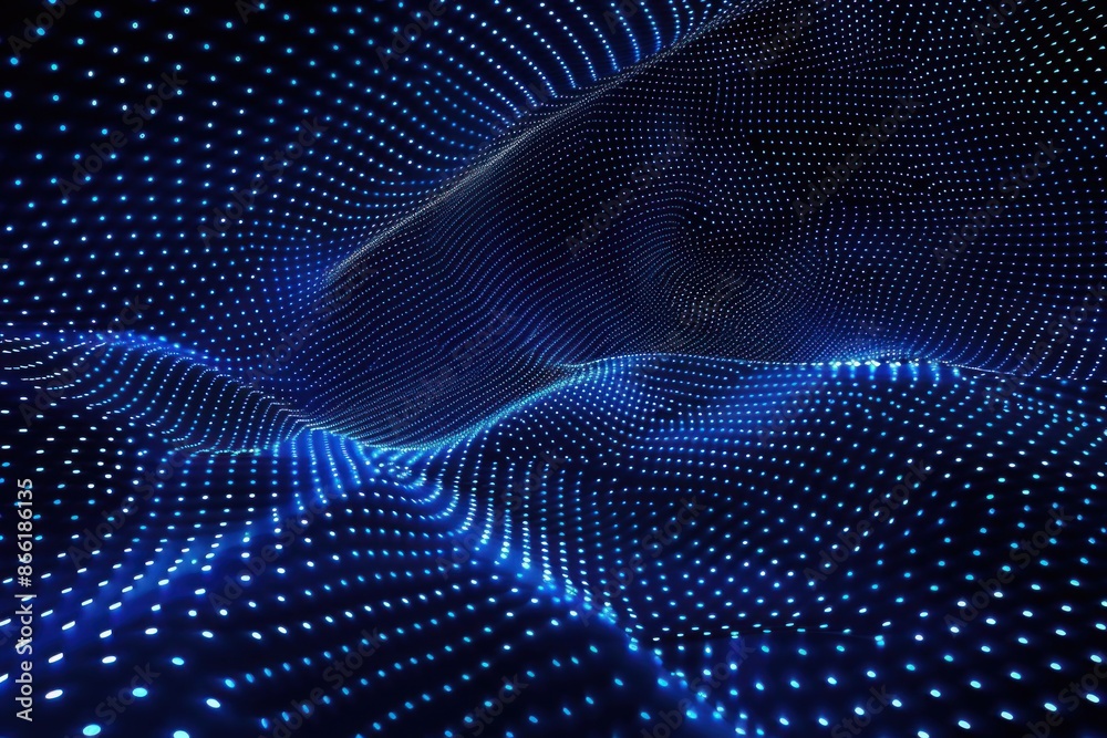 Abstract blue wave pattern with luminous dots creating a dynamic, flowing texture. Abstract blue wave pattern with luminous dots creating a dynamic, flowing texture.