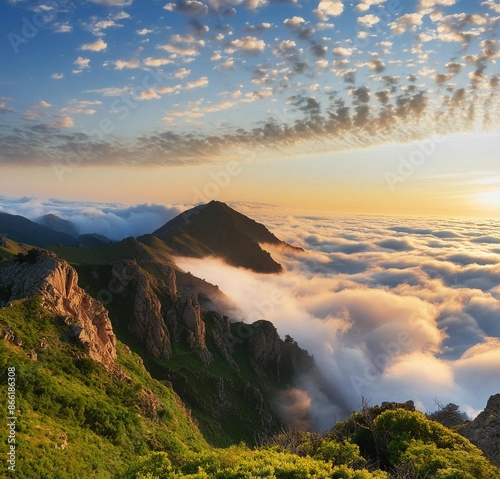 sunset in the mountains