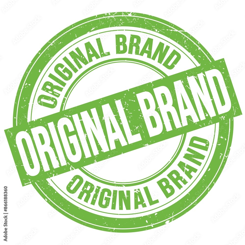 ORIGINAL BRAND text written on green round stamp sign ORIGINAL BRAND text written on green round stamp sign