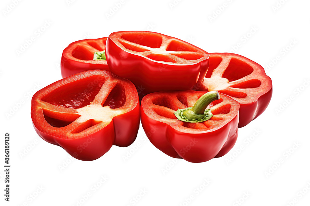 A Symphony of Scarlet Slices on White or PNG Transparent Background.