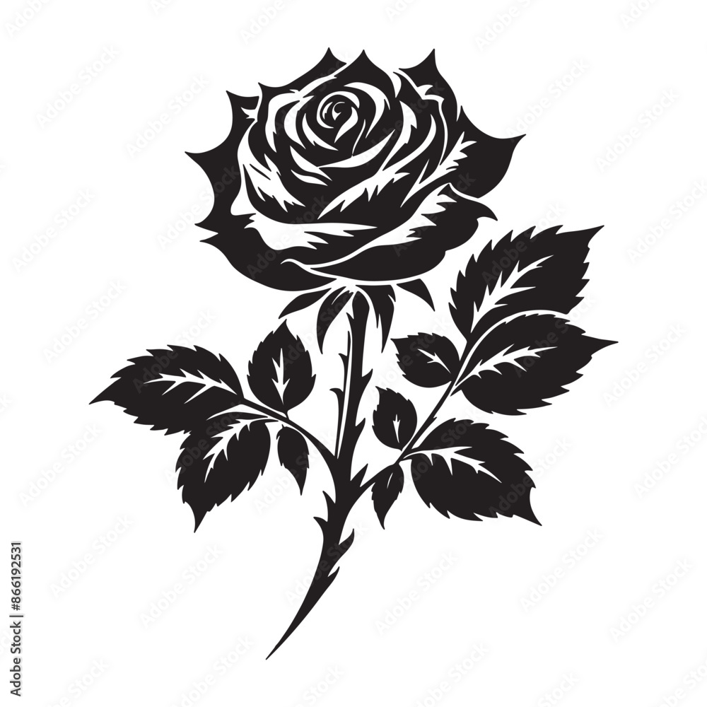 Rose flower set silhouette vector 