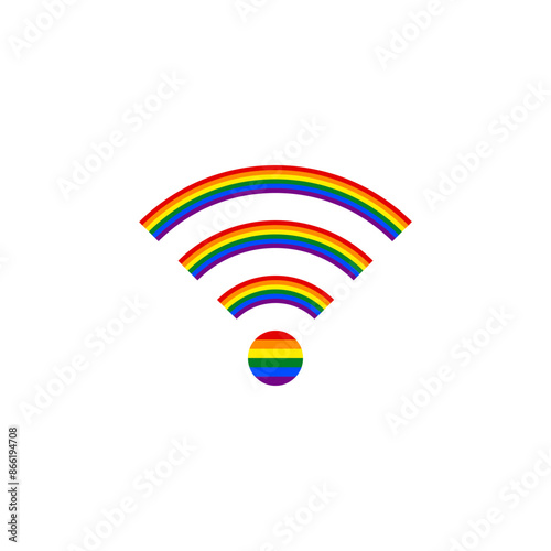 rainbow flag wifi icon. vector illustration isolated on white background