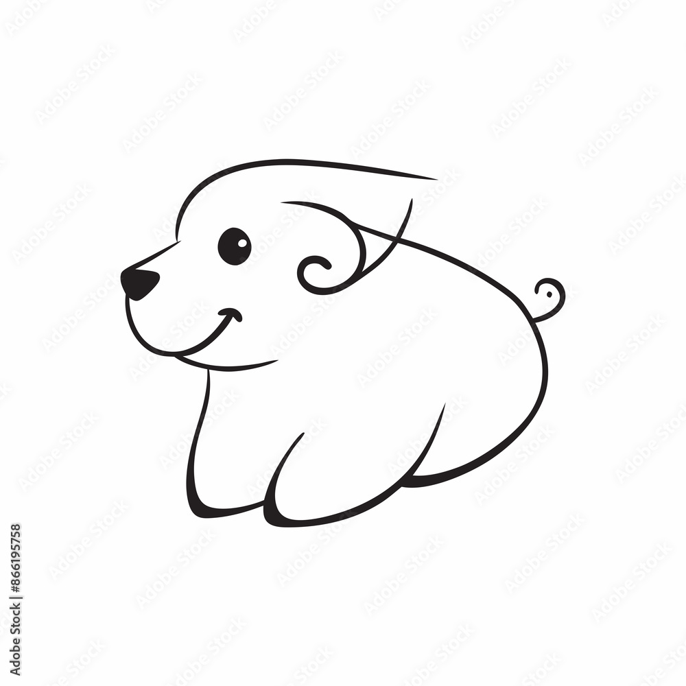 Obraz premium Maltese dog cartoon Line art Vector and illustration isolated on white, design for laser cutting wall art and POD.