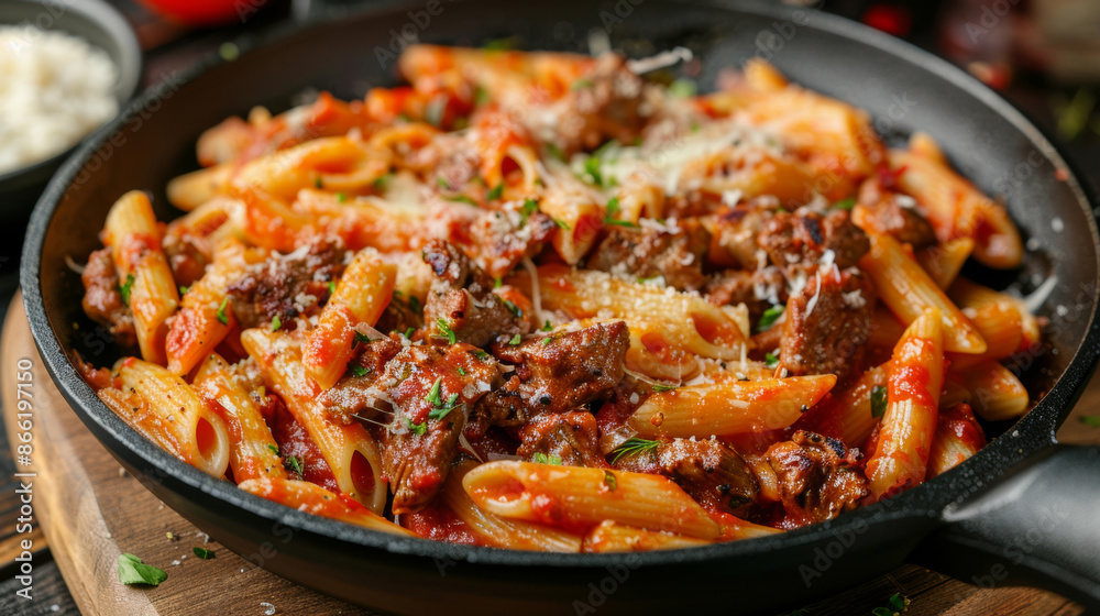 close up of pasta with tomatoes in red sauce, on a plate close up of pasta with tomatoes in red sauce, on a plate