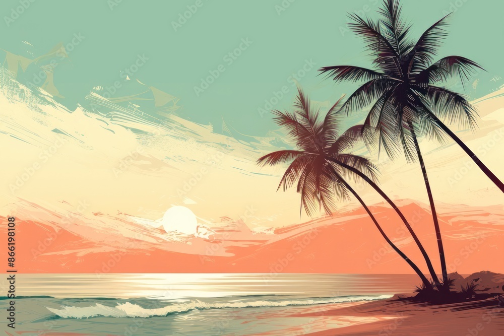 Obraz premium Seascape beach tree outdoors.