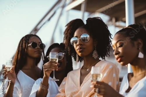 African American party champagne glasses. photo