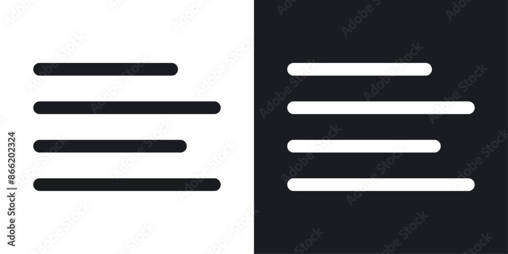 Align left icon set. font left align button in black filled and ...