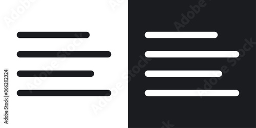 Align left icon set. font left align button in black filled and outlined style. photo