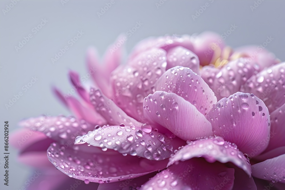 Obraz premium Captivating Peony Flower with Dewy Petals in Vivid Purple Hues