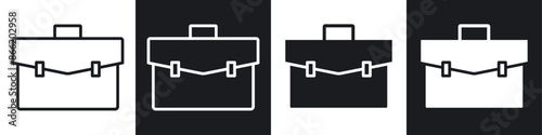 Briefcase icon set. Businessman baggage vector symbol. portfolio brief case sign. job office bag icon.