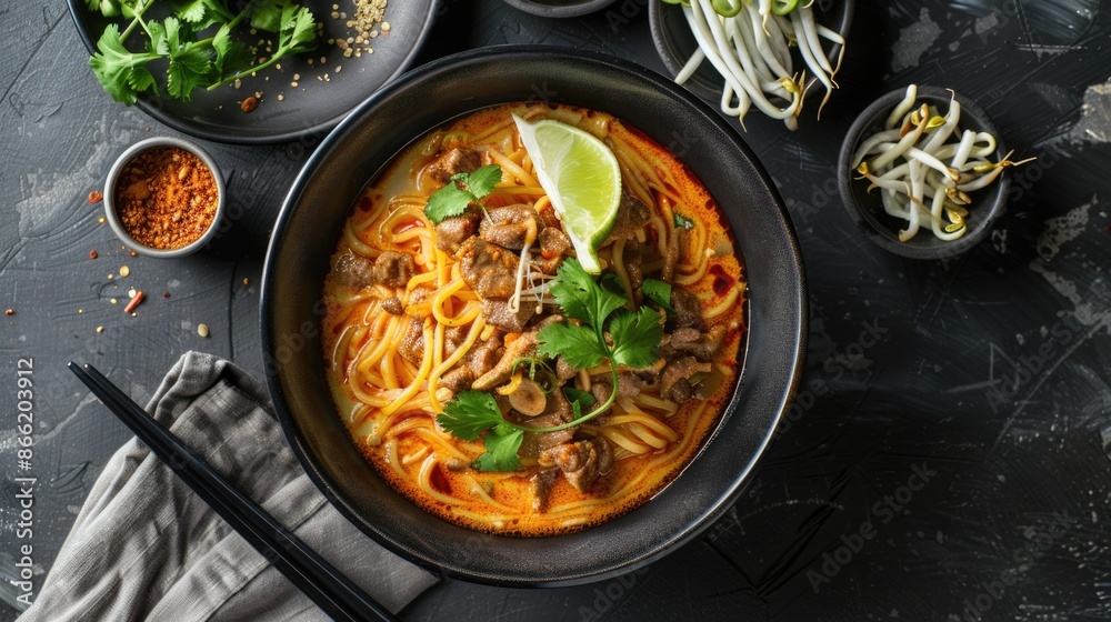A delicious ready-to-eat dish, Khao soi A delicious ready-to-eat dish, Khao soi