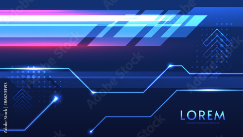 Abstract vector illustration. Dark backdrop with bright neon lines. Design for wallpaper, background, poster, banner, postcard, invitation, web.