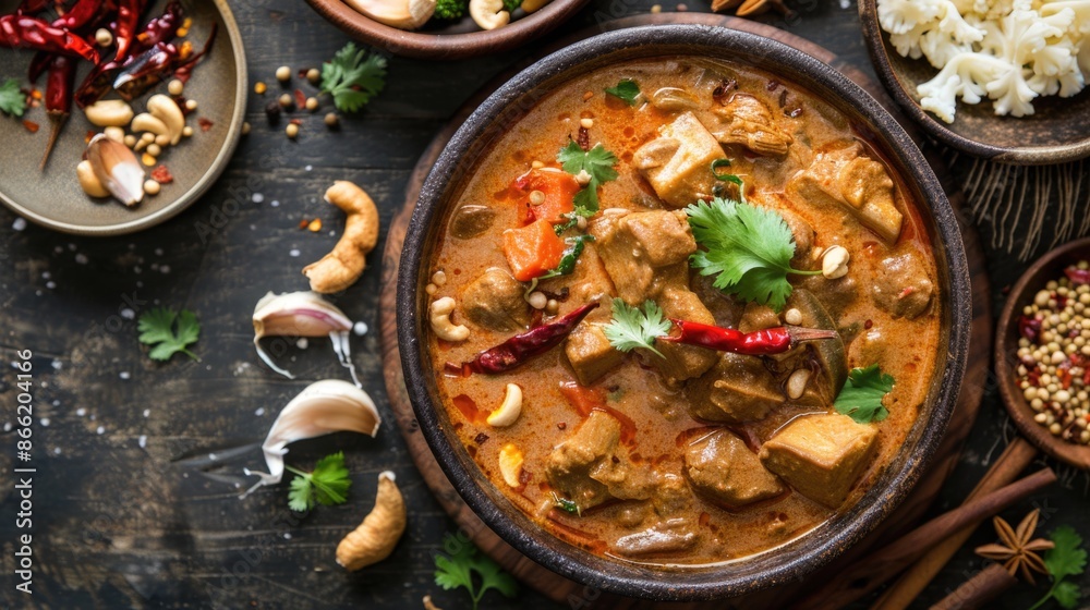 A delicious ready-to-eat dish, Massaman Curry A delicious ready-to-eat dish, Massaman Curry