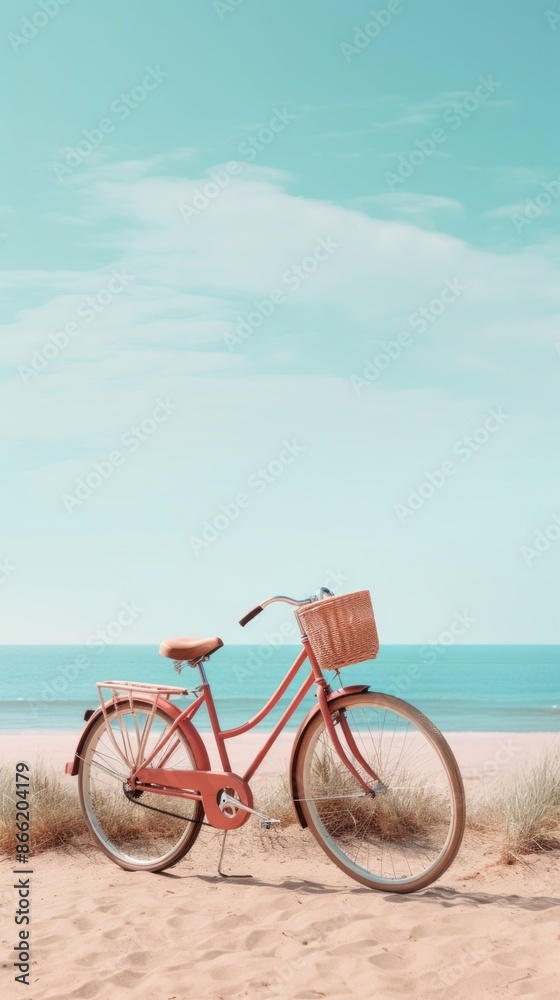 Obraz premium Ride a bicycle on the beach outdoors horizon vehicle.