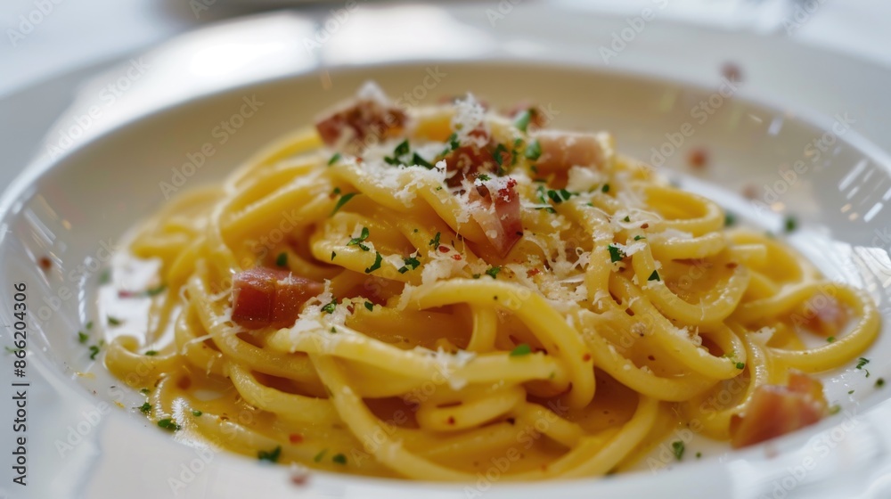 A delicious ready-to-eat dish, Pasta carbonara. A delicious ready-to-eat dish, Pasta carbonara.