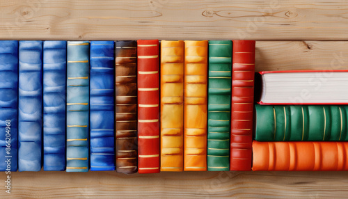 Cozy backtoschool wallpaper with warm tones featuring a school library and rows of books, watercolor painting