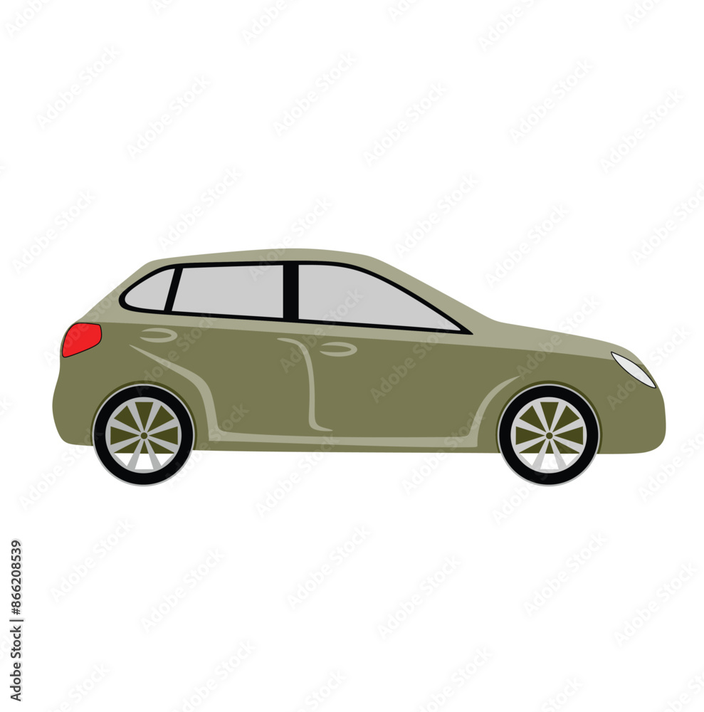 Car Icon with Racing Wheels Side View isolated on White Background. Usable for Automobile Logo. Flat Vector Illustration Design Template Element. Car Icon with Racing Wheels Side View isolated on White Background. Usable for Automobile Logo. Flat Vector Illustration Design Template Element.