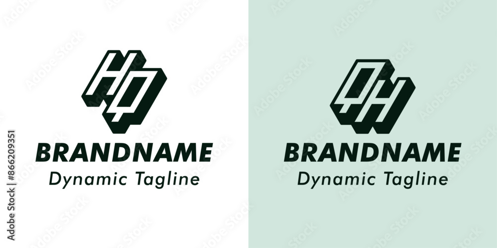 Letters HQ and QH 3D Monogram Logo, Suitable for business with QH or HQ initials Letters HQ and QH 3D Monogram Logo, Suitable for business with QH or HQ initials