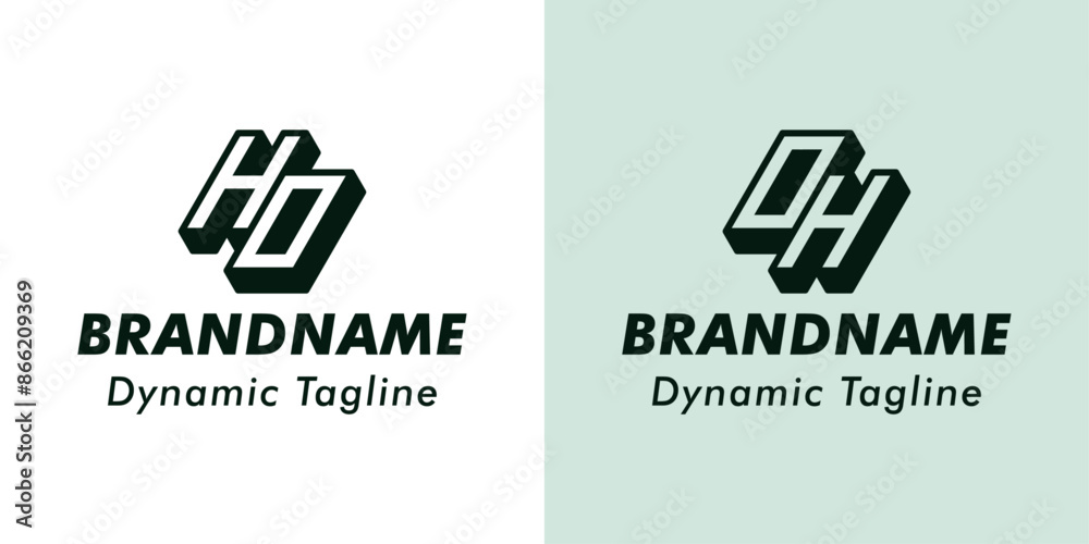 Fototapeta premium Letters HO and OH 3D Monogram Logo, Suitable for business with OH or HO initials