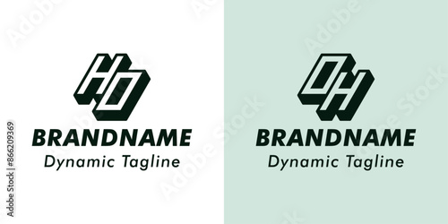 Letters HO and OH 3D Monogram Logo, Suitable for business with OH or HO initials