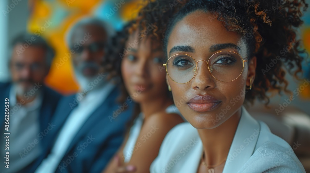 A group of diverse business professionals brainstorming in a modern office. A group of diverse business professionals brainstorming in a modern office.