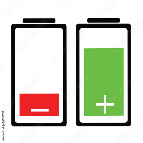 Battery charge indicator icons set. Phone charge level, colorful collection of charge power.