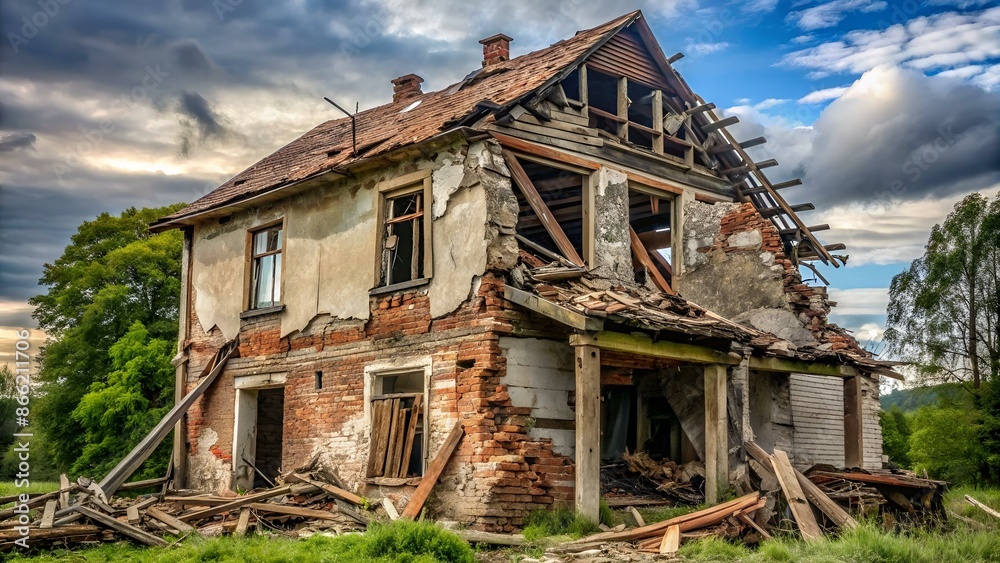 altes teilweise eingstürztes Haus altes teilweise eingstürztes Haus