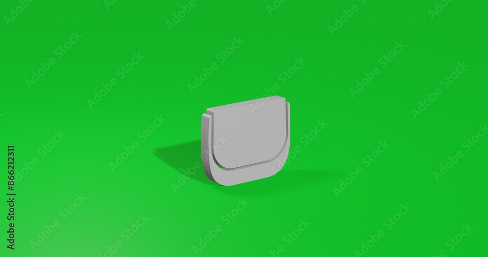 Isolated realistic white ladies handbag symbol front view with shadow. 3d illustration on green chroma key background