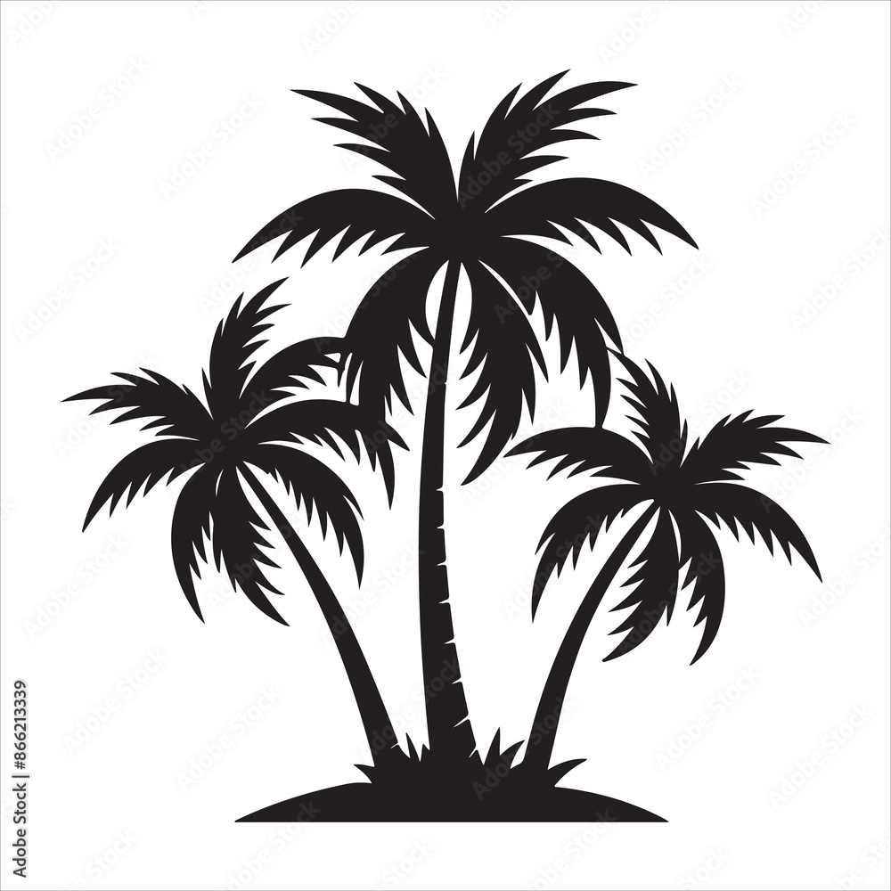 Fototapeta premium Palm Trees silhouette design vector art AI generated 