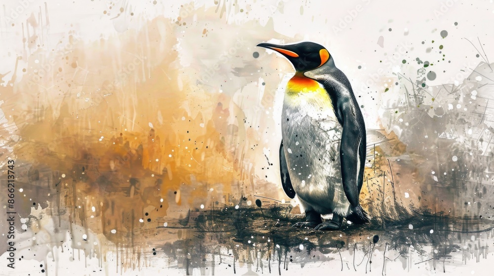 custom made wallpaper toronto digitalA penguin in nature in watercolor art style