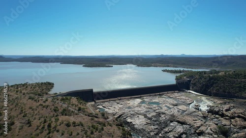 Aerial footage of Burdekin Dam Queensland Australia photo