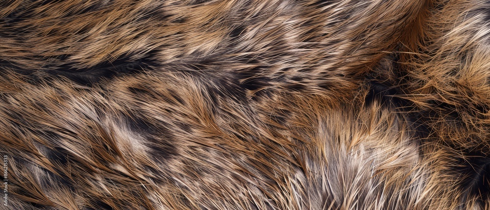 Panoramic close-up, high detail scan of beaver fur material, Generative AI