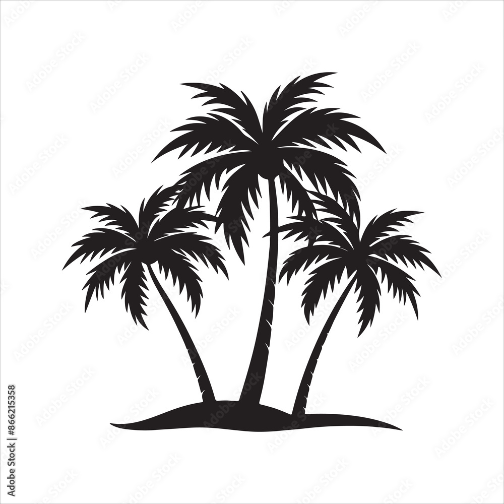 Fototapeta premium Palm Trees silhouette design vector art AI generated 