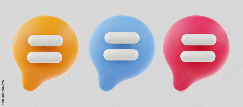 Cute 3D colorful speech bubble collection set. isolated. 3D vector collection set. Cute 3D colorful speech bubble collection set. isolated. 3D vector collection set.