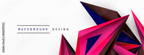 Minimal geometric abstract background. Low poly dynamic triangle design. Trendy techno business template for wallpaper, banner, background or landing