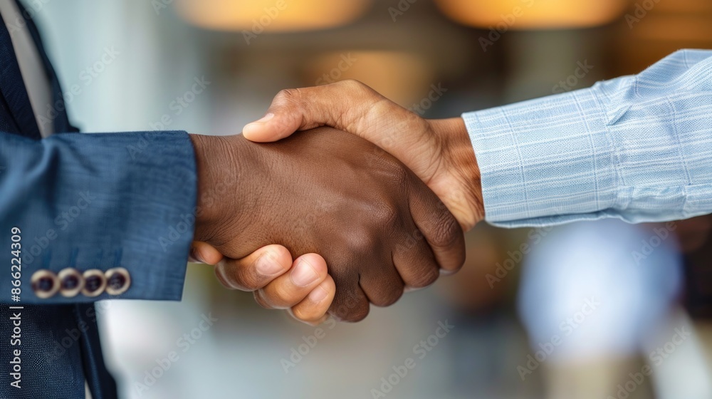 Job Promotion: Businessman Congratulates Employee on Achievement with Handshake Job Promotion: Businessman Congratulates Employee on Achievement with Handshake