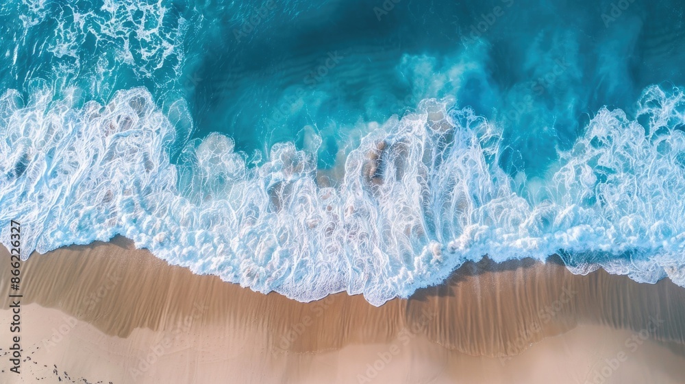 Aerial view to ocean waves. Blue water background Aerial view to ocean waves. Blue water background