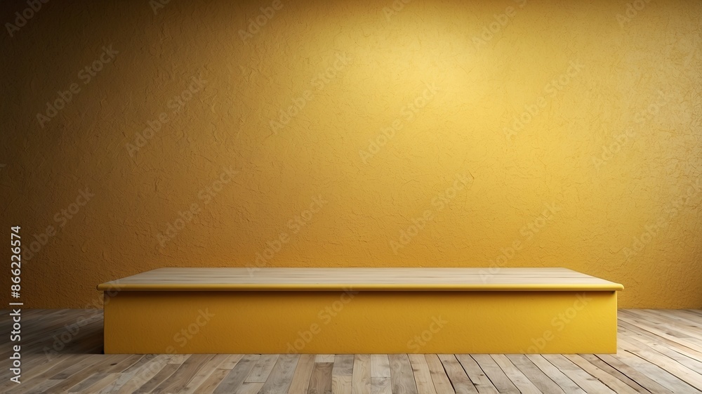 Yellow podium product with wall texture background Yellow podium product with wall texture background