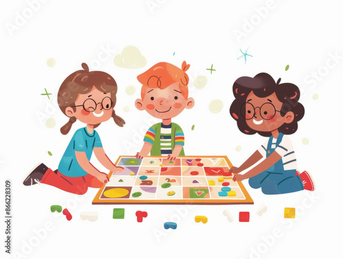 children playing a board game