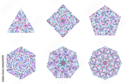 Isolated mosaic polygon symbol collection - geometrical  ornamental vector elements